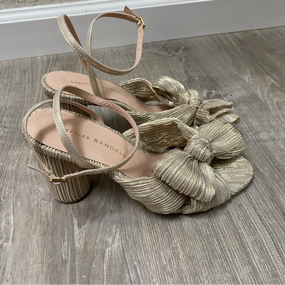 Loeffler Randall Camellia Bow Sandals Platinum
